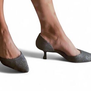 Ann Taylor Silver Kitten Heel Pumps Sz 7.5